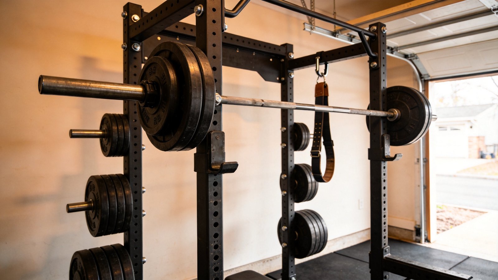 Home gym with power rack